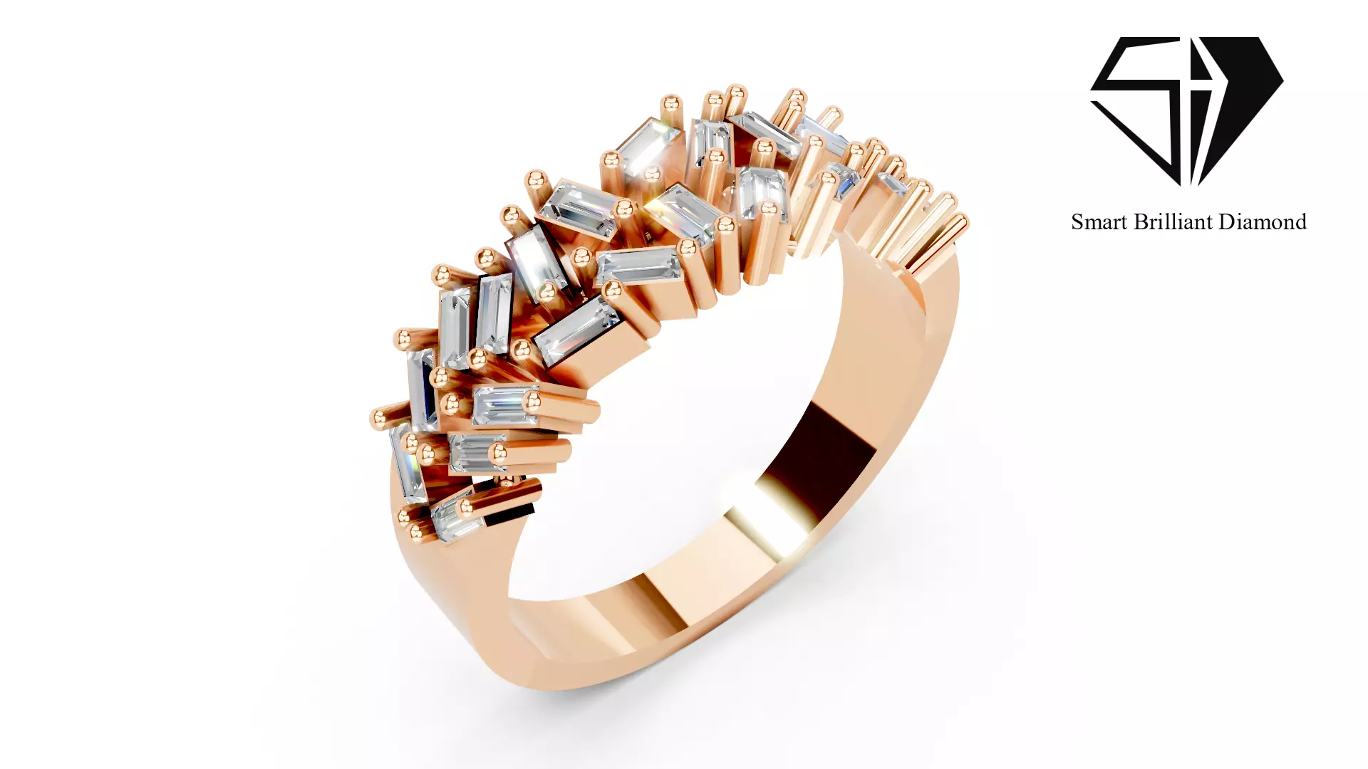 Luxury Baguette Diamond Gold Ring Womens Fine Jewelry 3D jr00424 3D print model