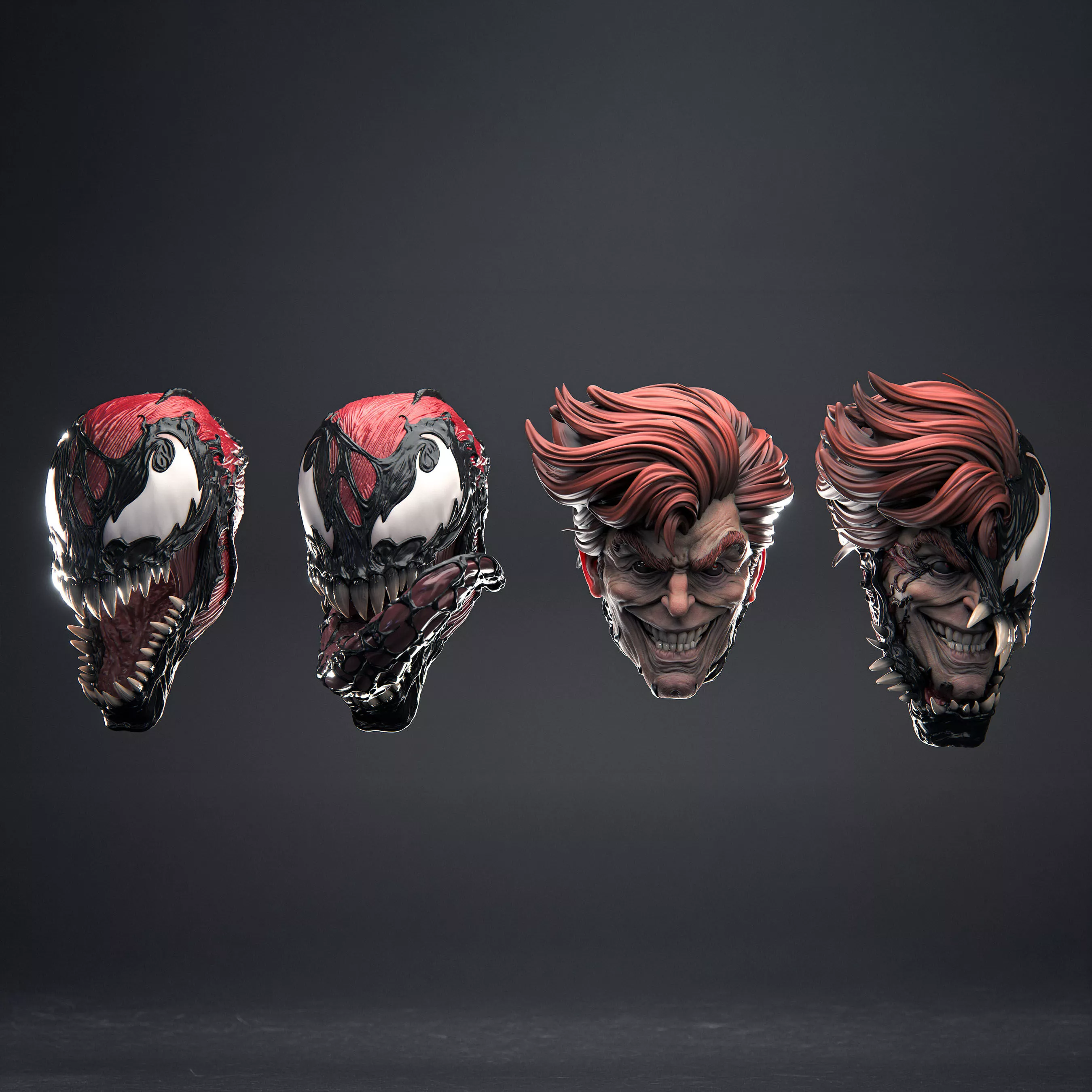Carnage 1-12 scale custom heads - STL 3D print model