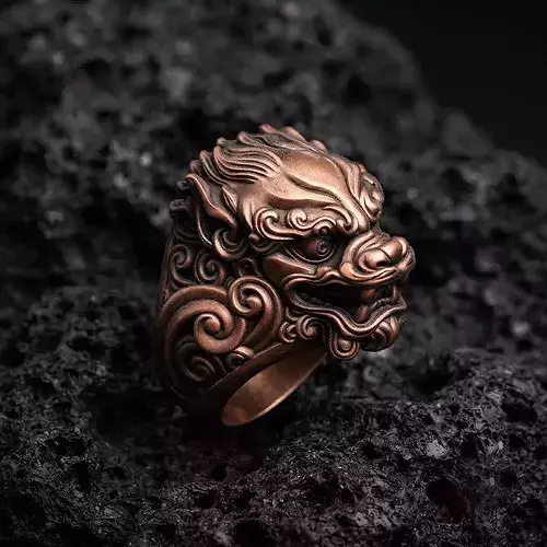 Chinese Foo Dog Lion Dragon Ring