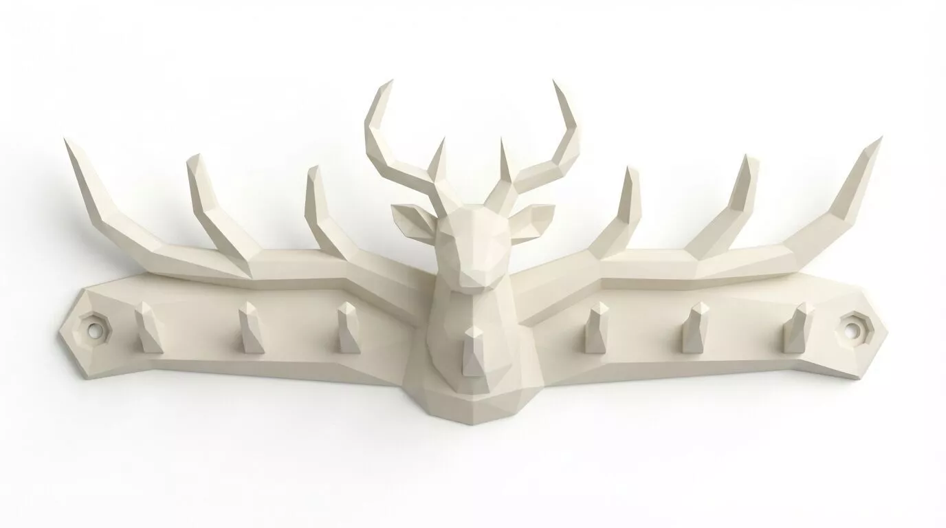 Geometric Low Poly Deer Antler Wall Hook Organizer 3D Model 3D print model