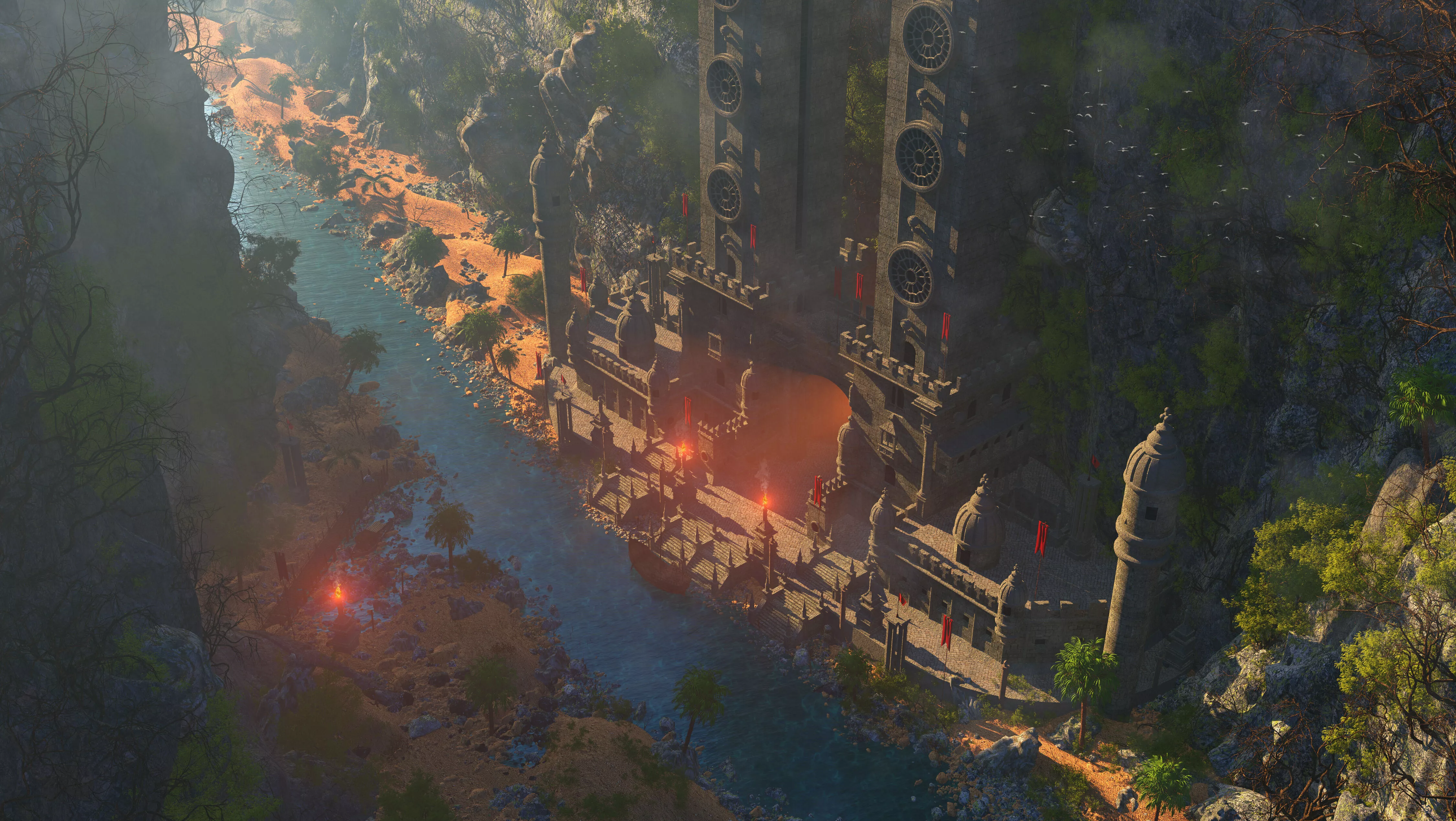 Fantasy Lost Caribean Pirate Castle Rock 3D model
