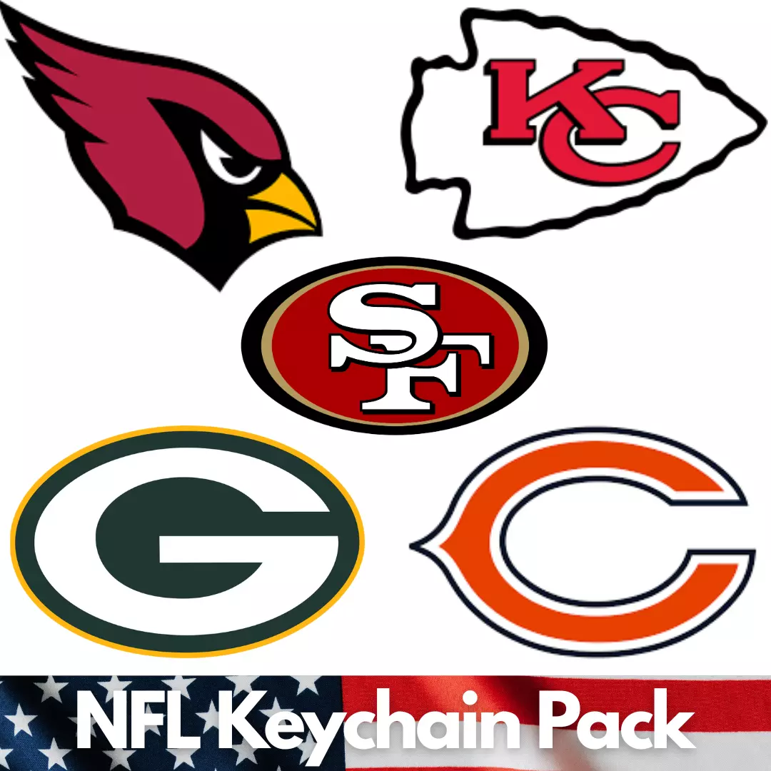 NFL Keychain PACK 5 Teams Arizona Chicago Green Bay Packers 3D print model