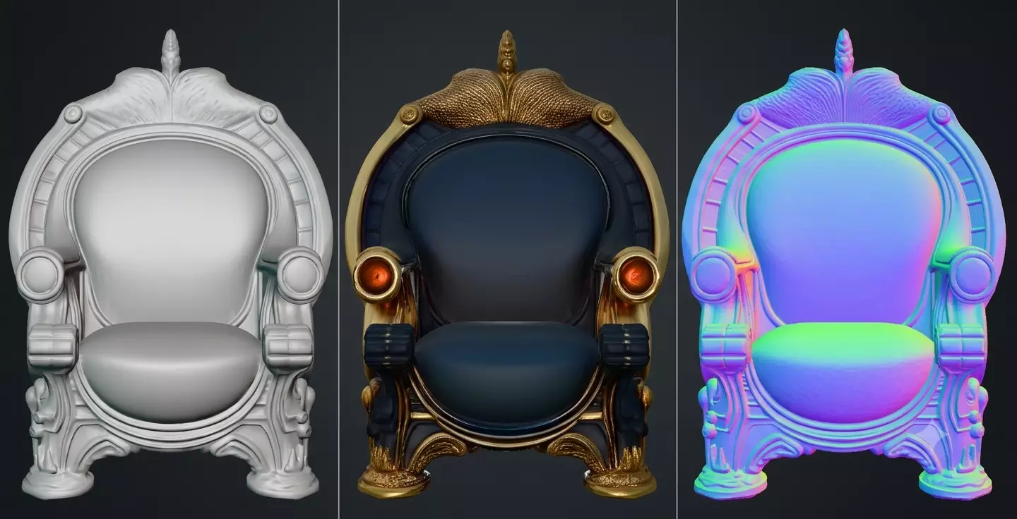 Royal Luxury Throne Chair Elegant Baroque Fantasy Armchair 3D print model