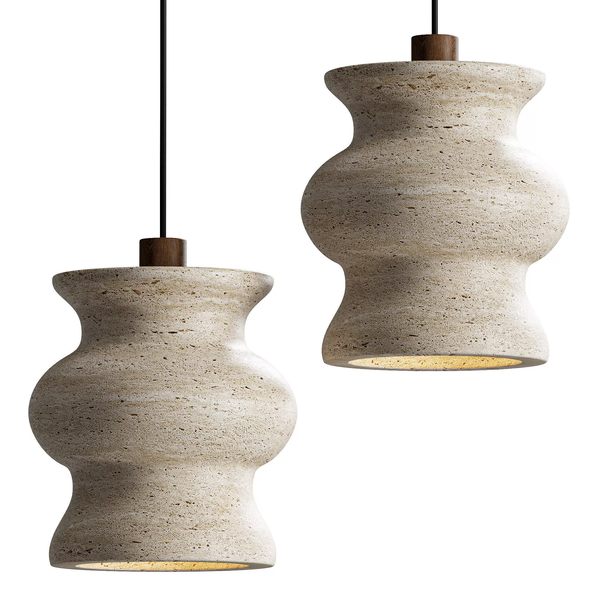 Beige Travertine Wabi Sabi Pendant Light 3D model