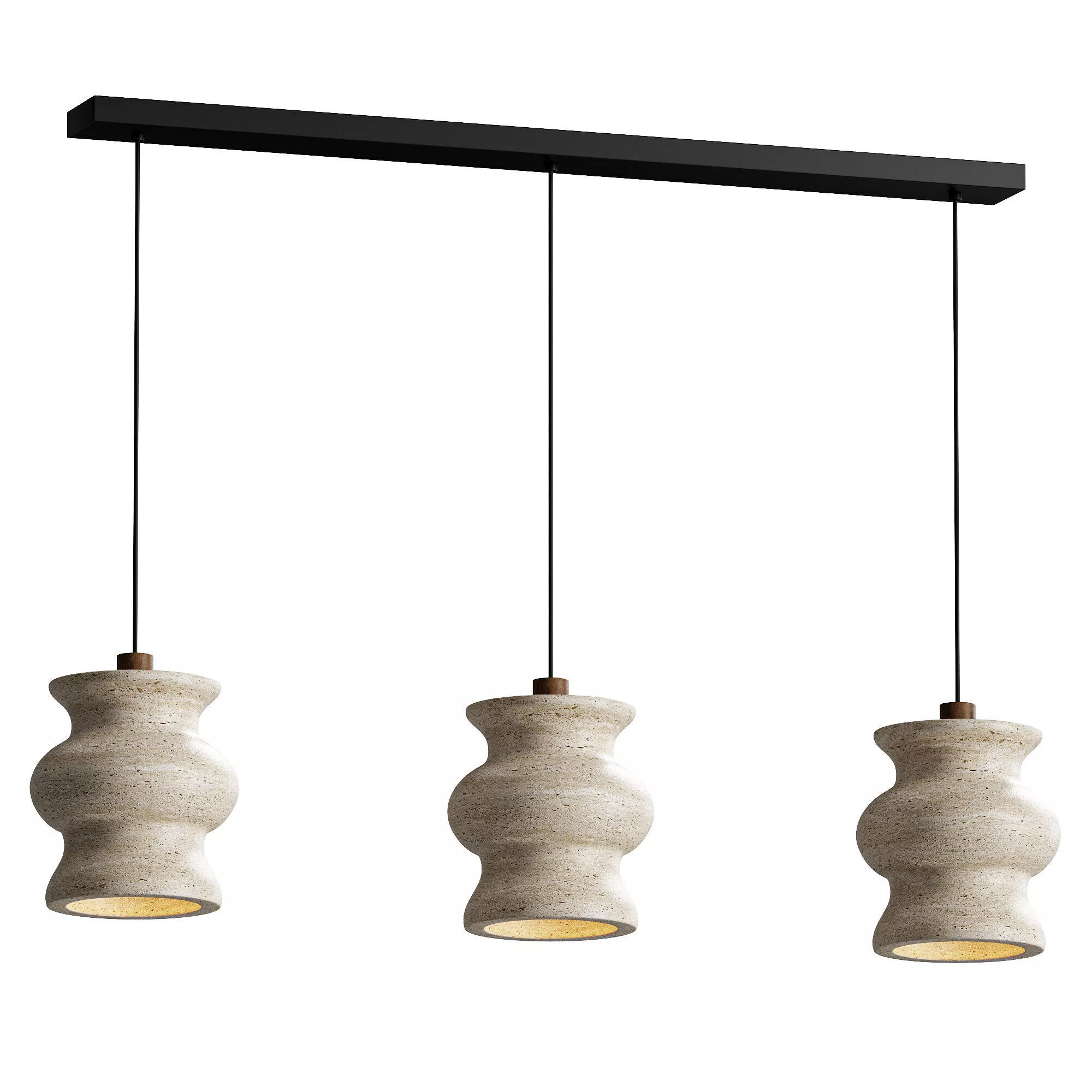 Beige Travertine Wabi Sabi Pendant Light 3 heads 3D model