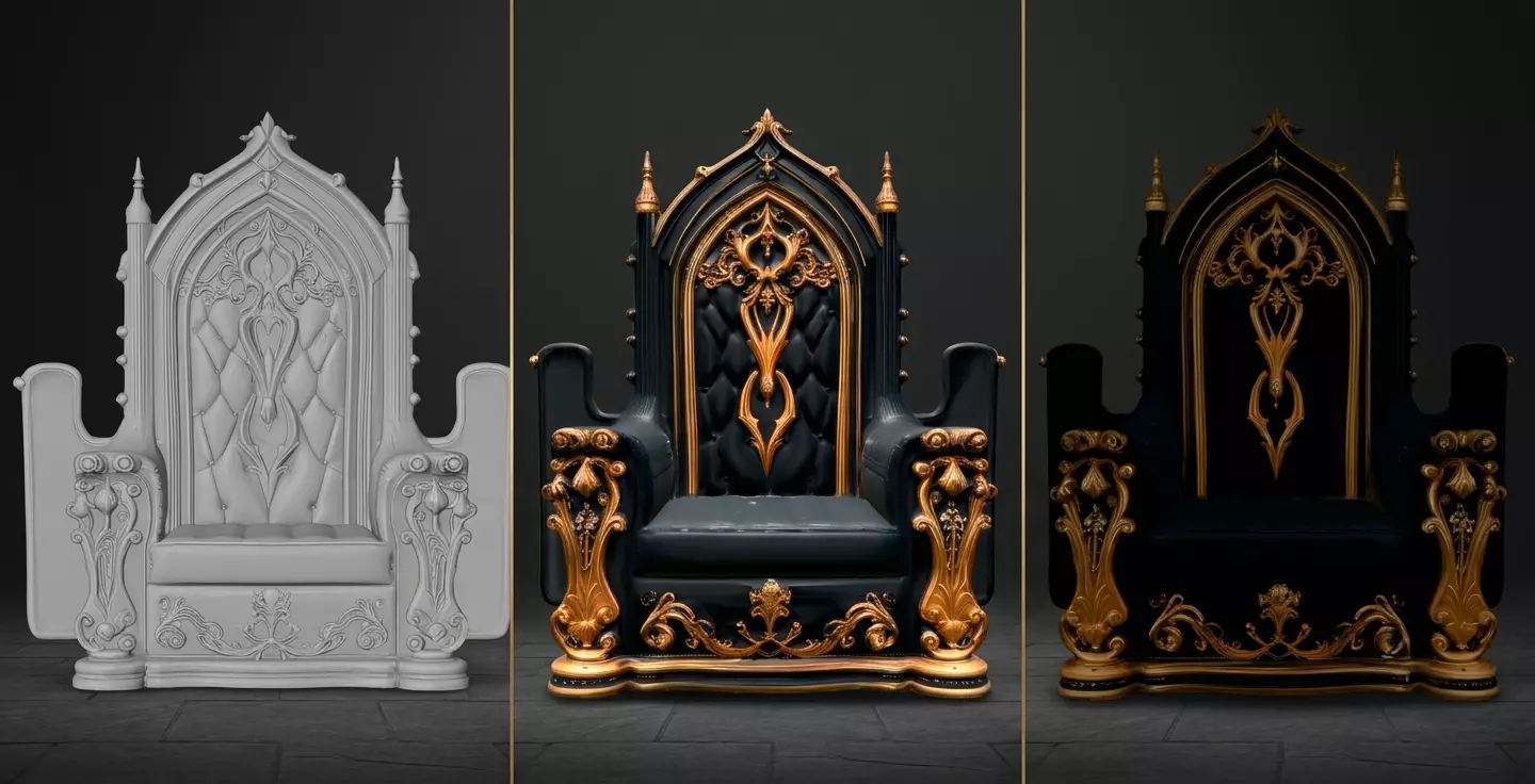 Medieval Fantasy King Chair 3D print model