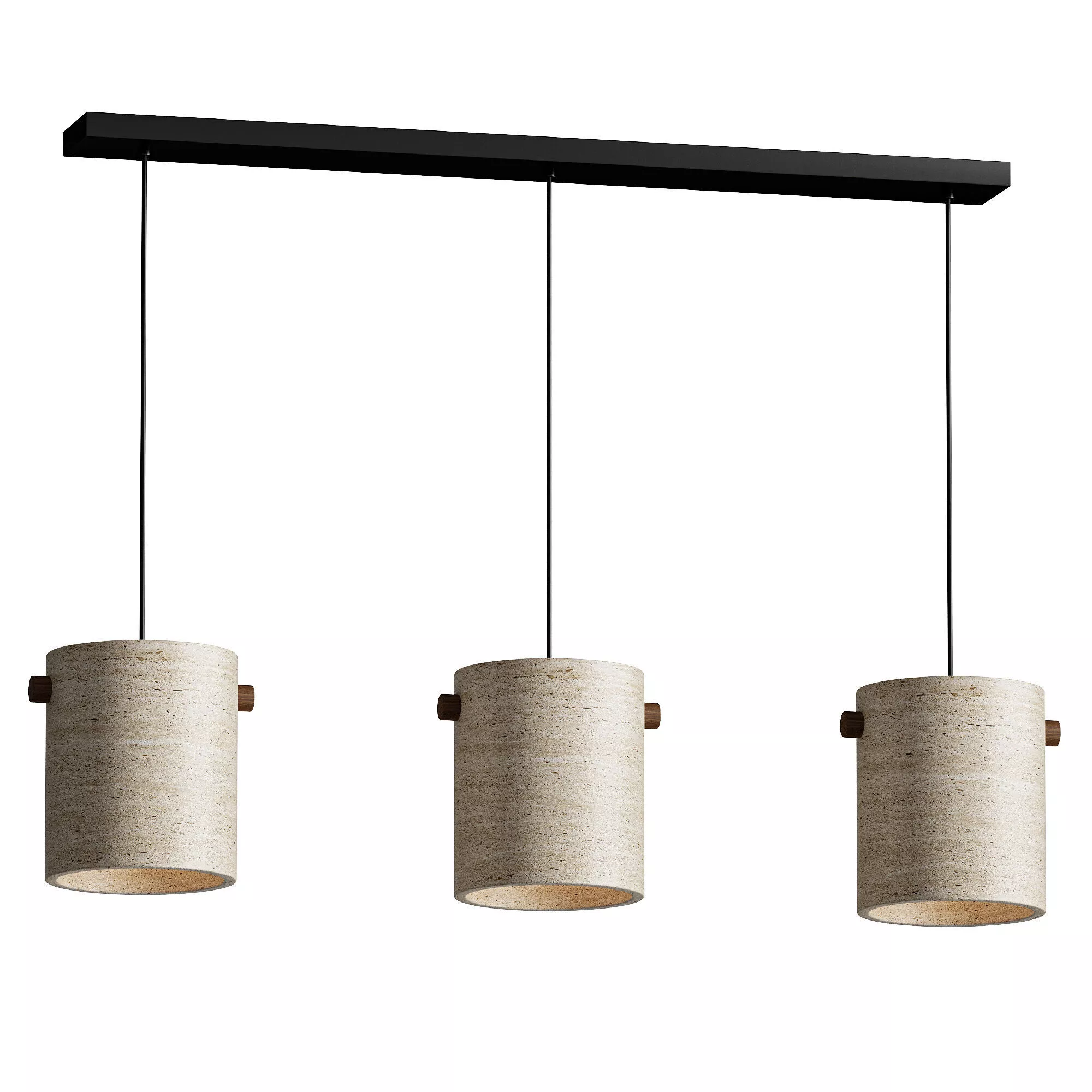 Wabi Sabi Travertine Cylinder Pendant Light 3 heads 3D model