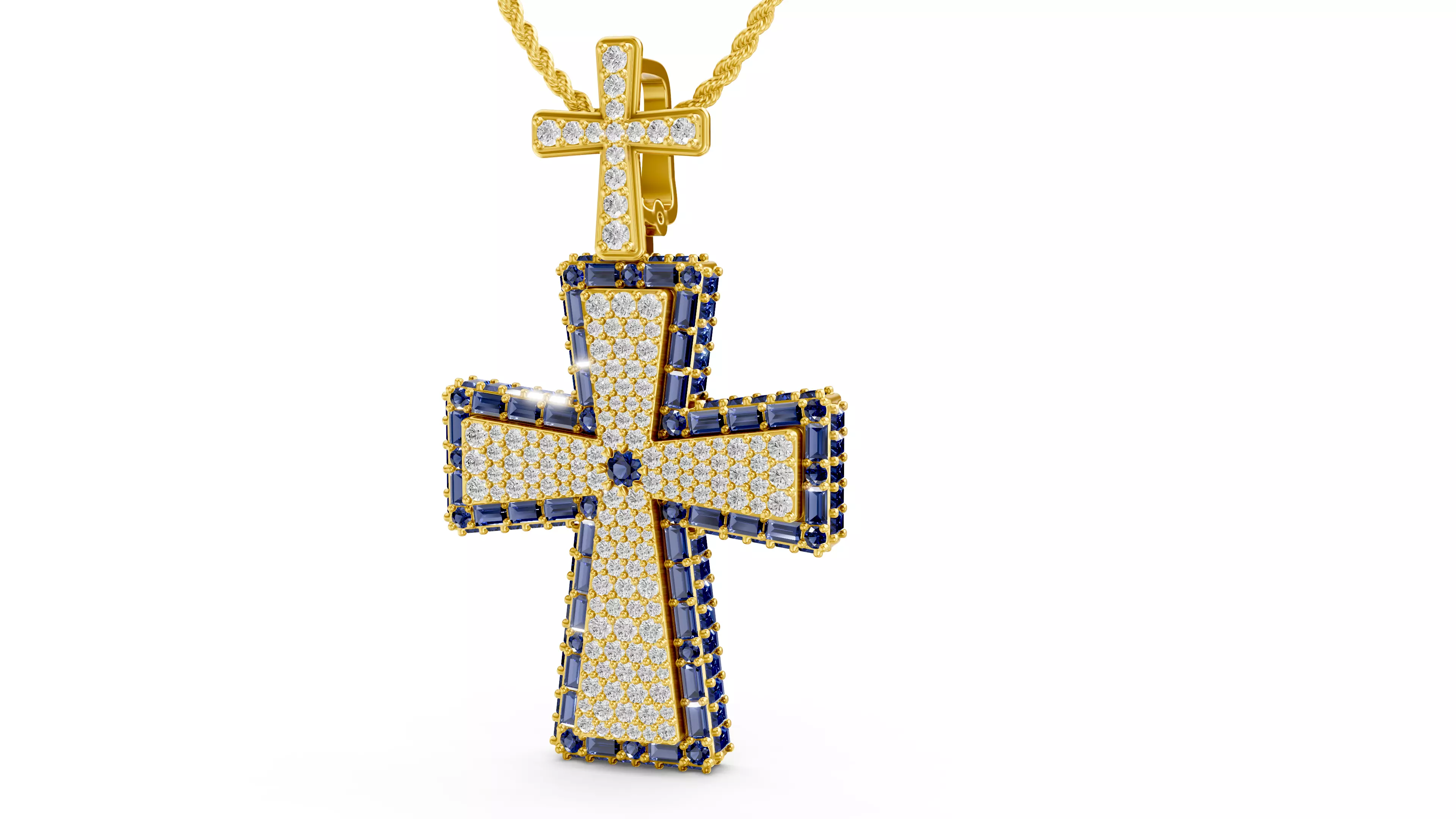 Hip Hop Cross Diamond Pendant 3D PRINT MODAL 3D print model