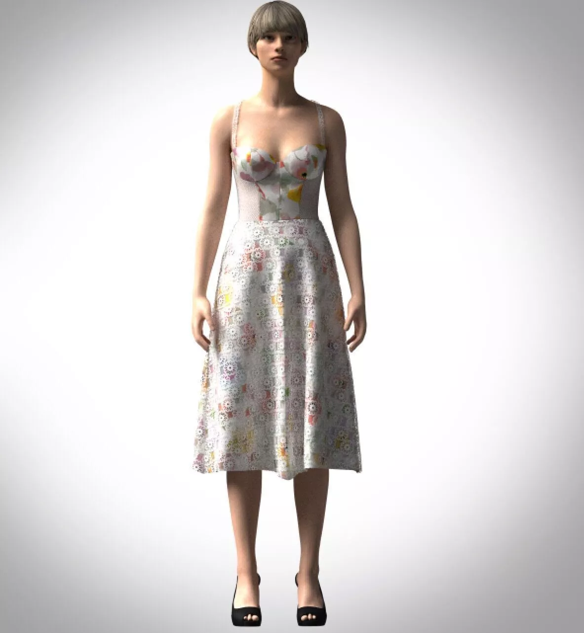 womens lace dress Low-poly 3D model