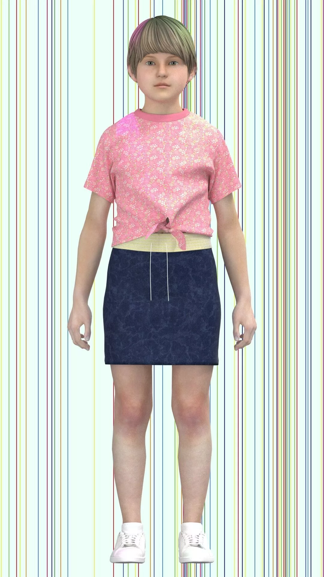girls t-shirt and skirt Low-poly 3D model