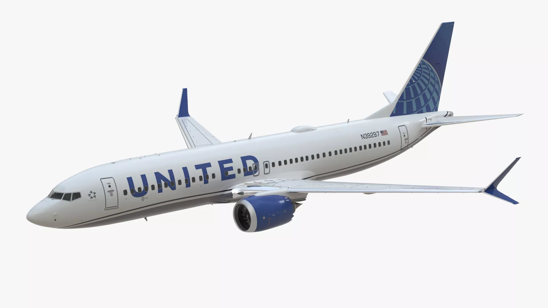 United Airlines Boeing 737 MAX 8 in Flying 3D model
