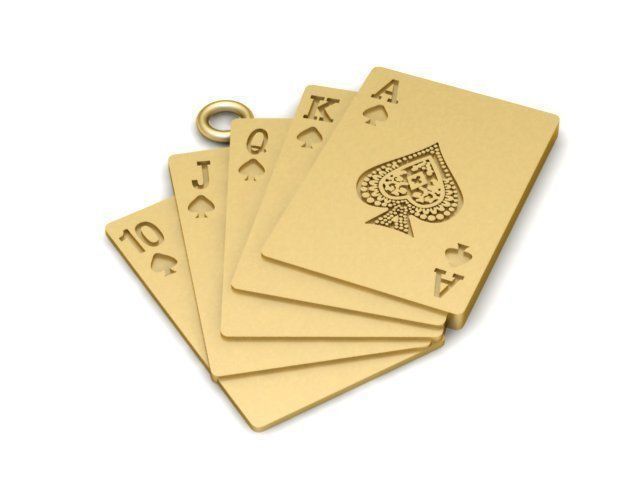 Pendant four gold playing cards 3D print model