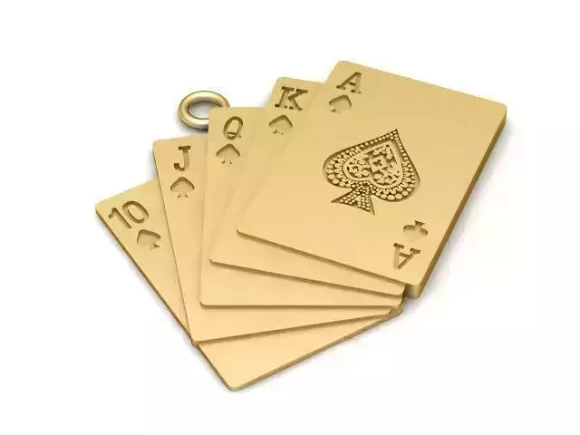 Pendant four gold playing cards 3D print model