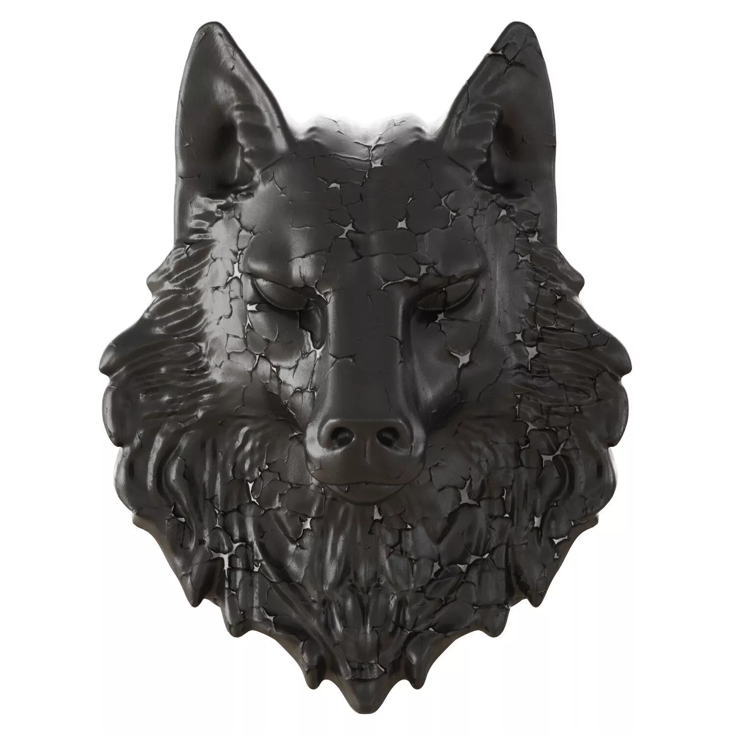 Wolf head with cracked paint effect wall decor 3D model