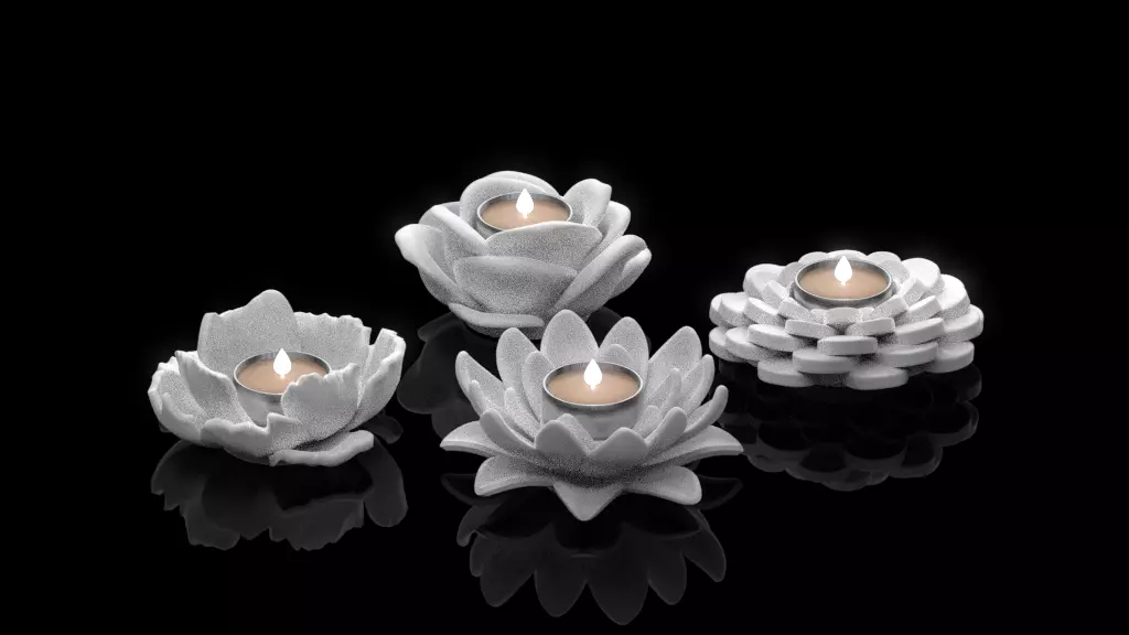 Flower Tealight Candle Holders Set 3D Print STL Models 3D print model
