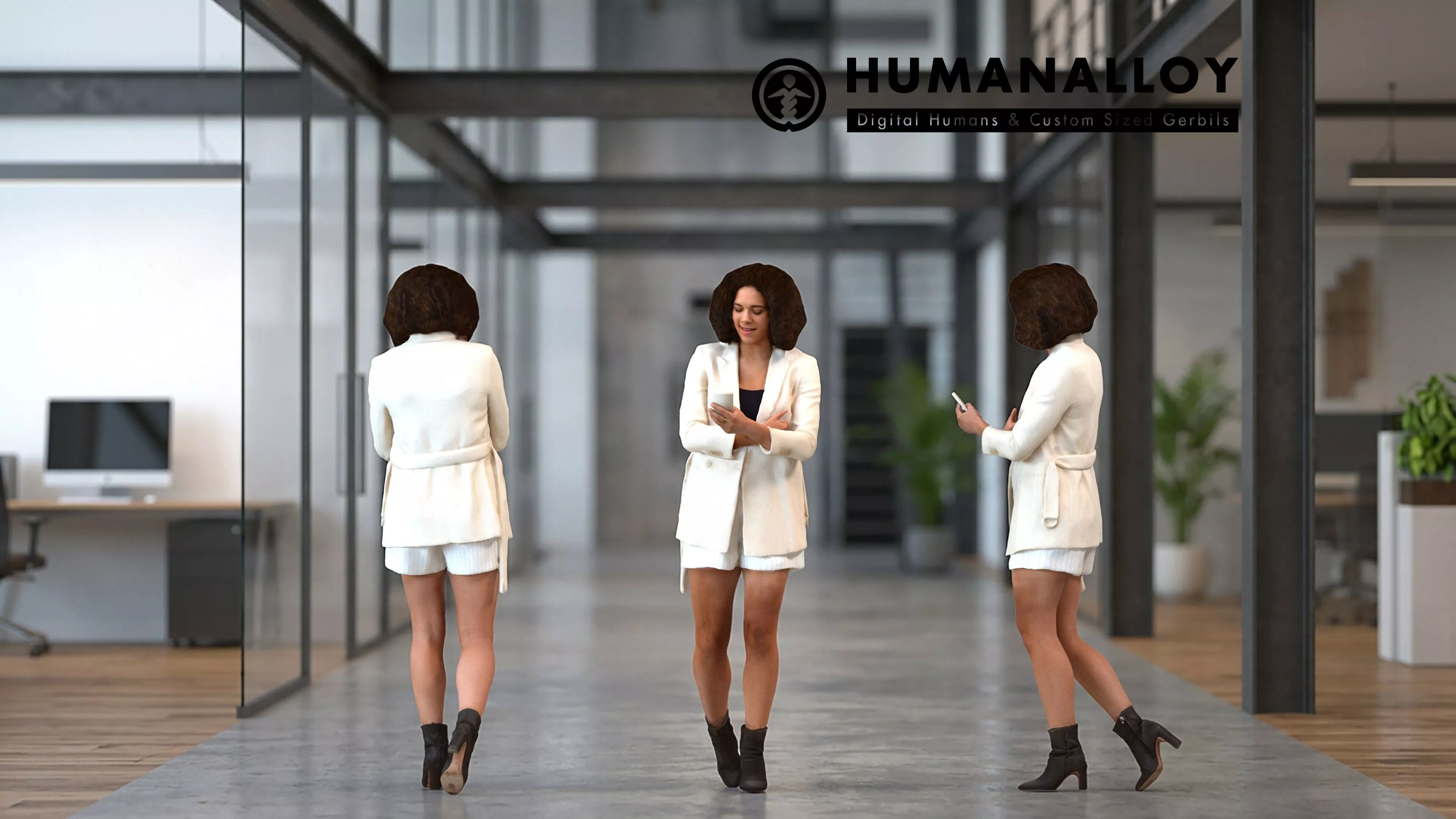 Adult Black woman making phone call in professional office 3D model