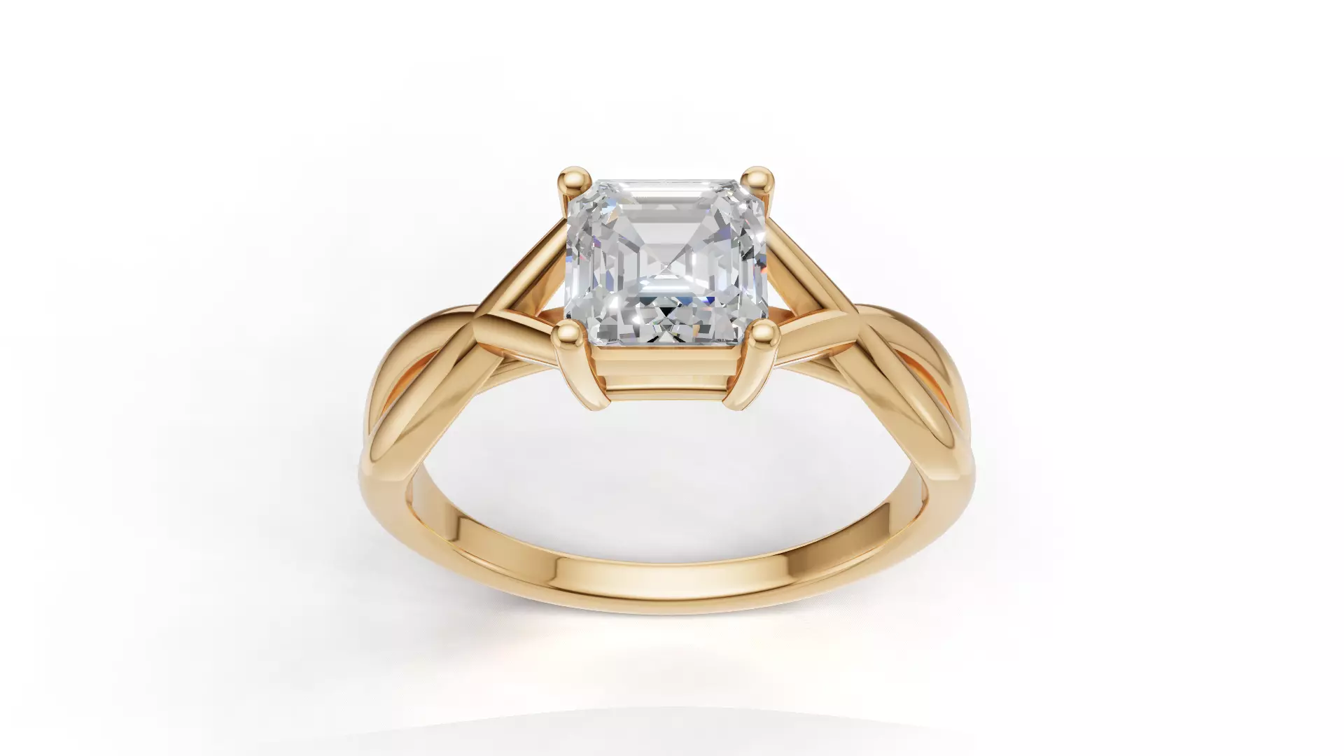 Emerald Square Split Shank Solitaire Engagement Ring 3D Model 3D print model