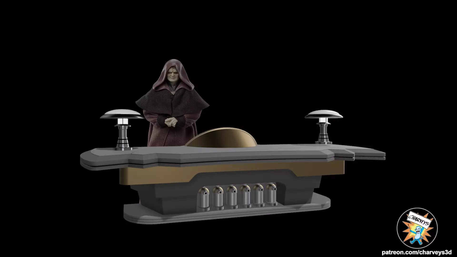 Star Wars Palpatines Office Desk and Chair for action figures 3D print model