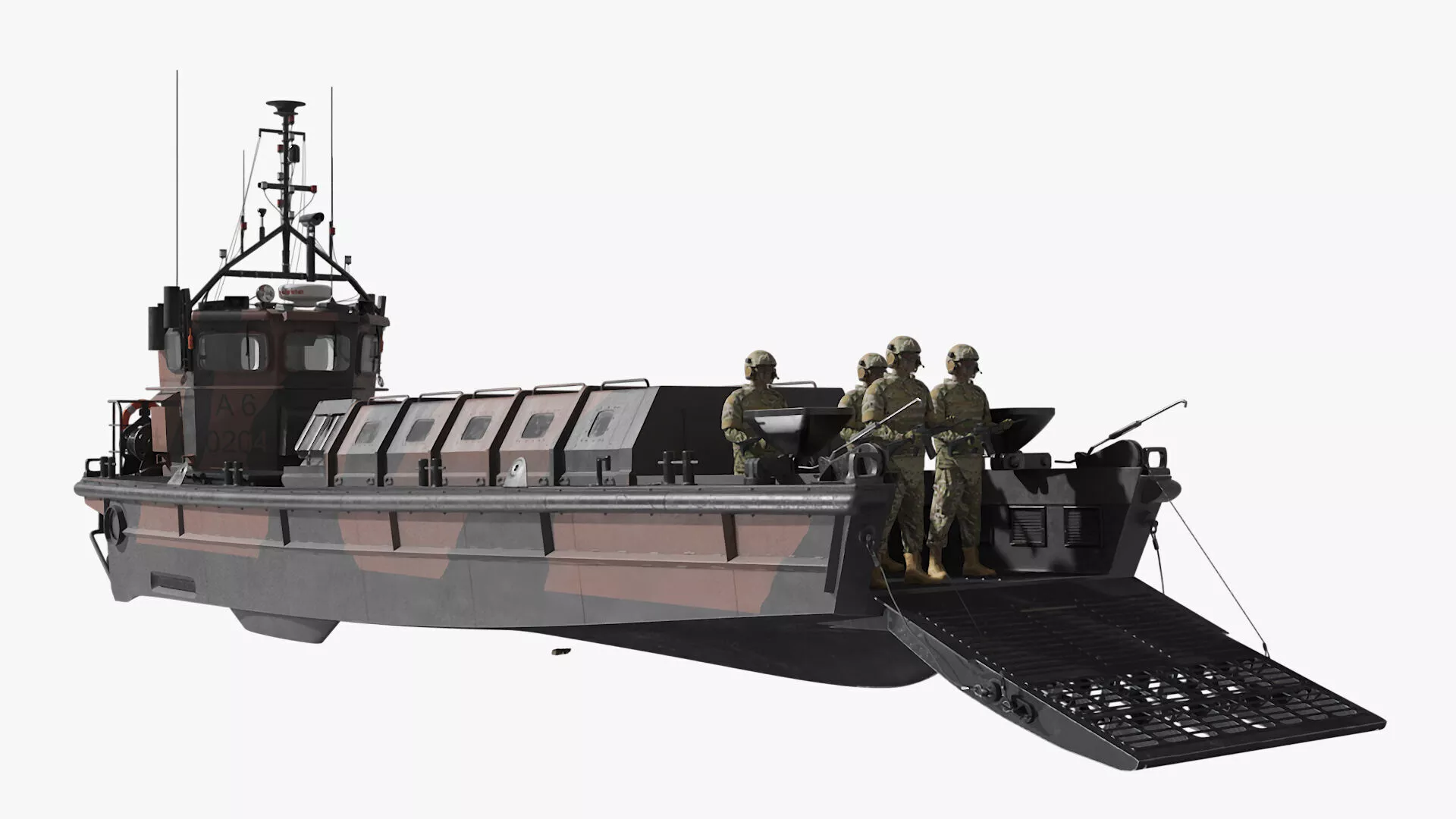 LCVP MK5 with Soldiers Rigged 3D model