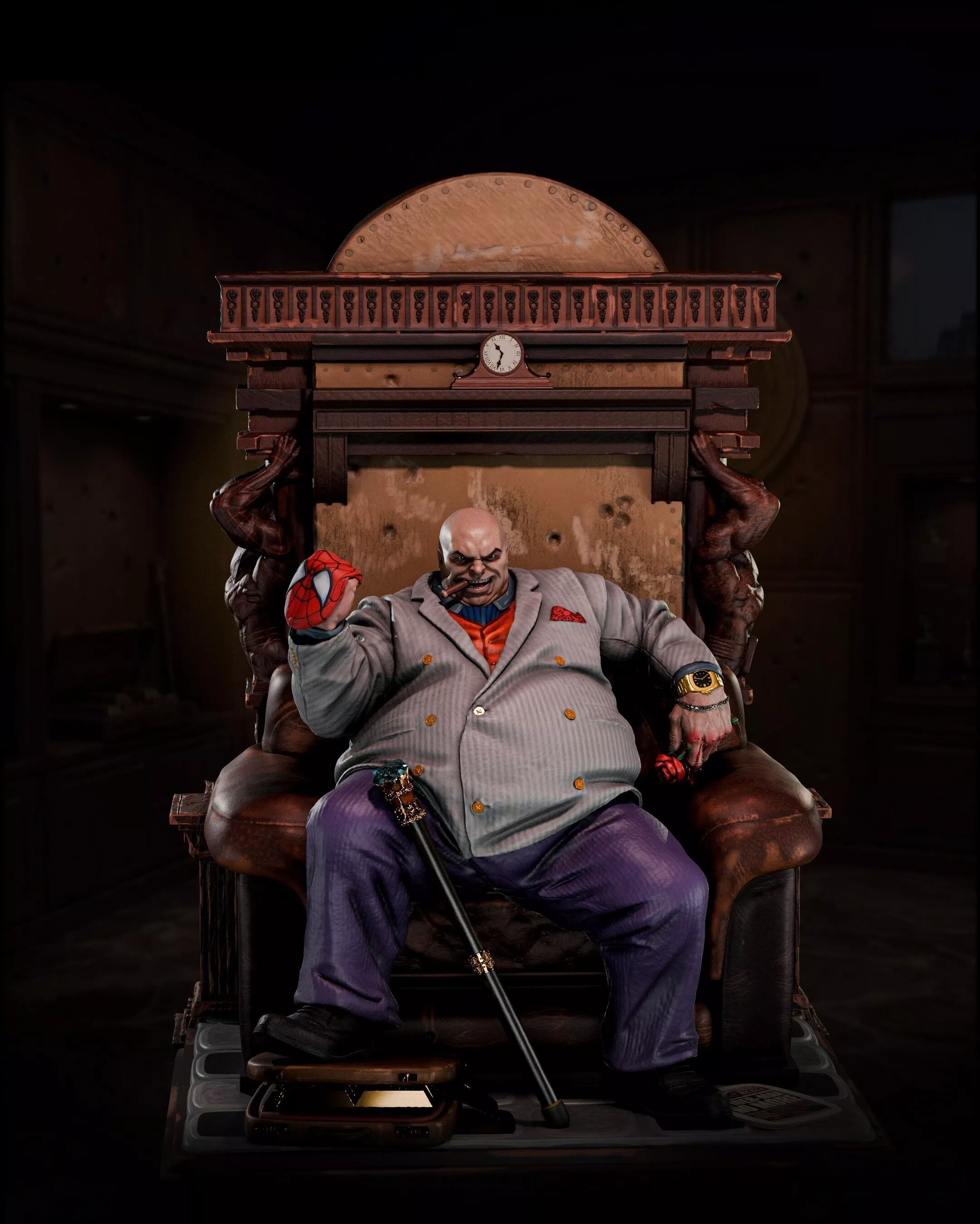Kingpin on Throne And Bust 3D Print Model STL 3D print model