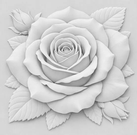 rose relief 9 3D print model