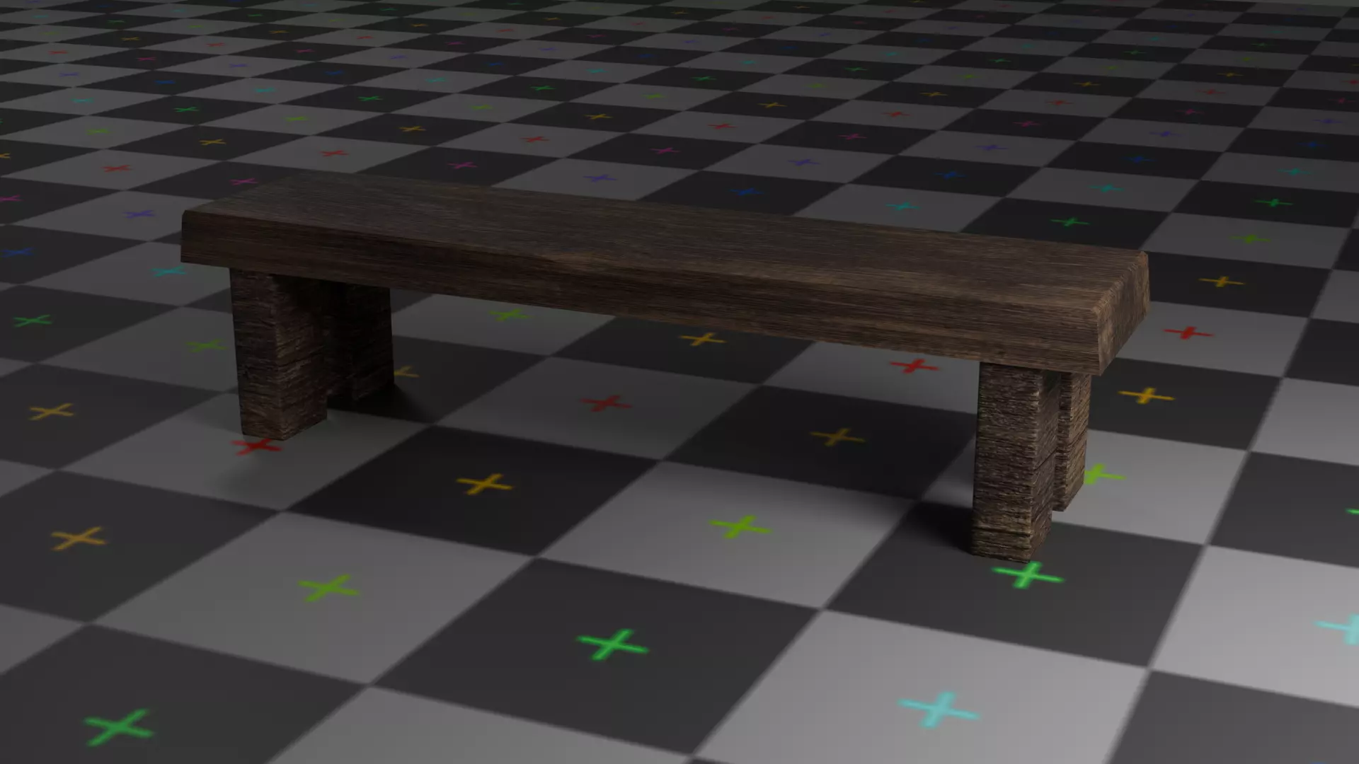 Wooden Bench Low-poly 3D model