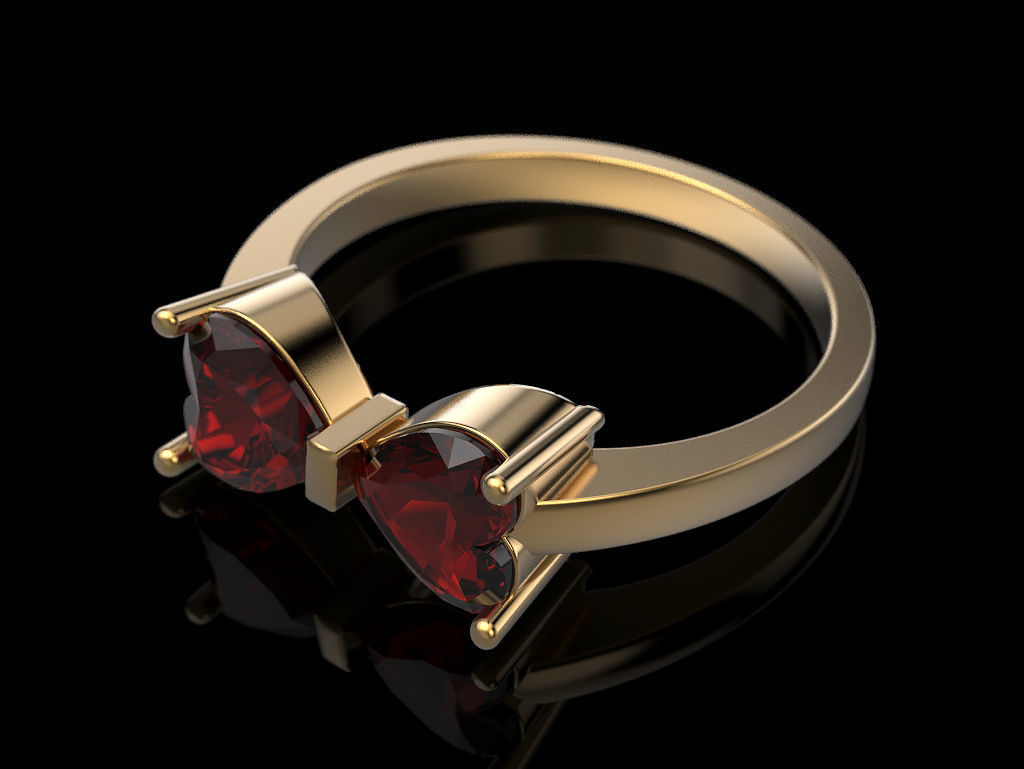 Heart Bowknot Ring 3D print model_1