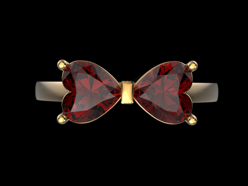 Heart Bowknot Ring 3D print model_2