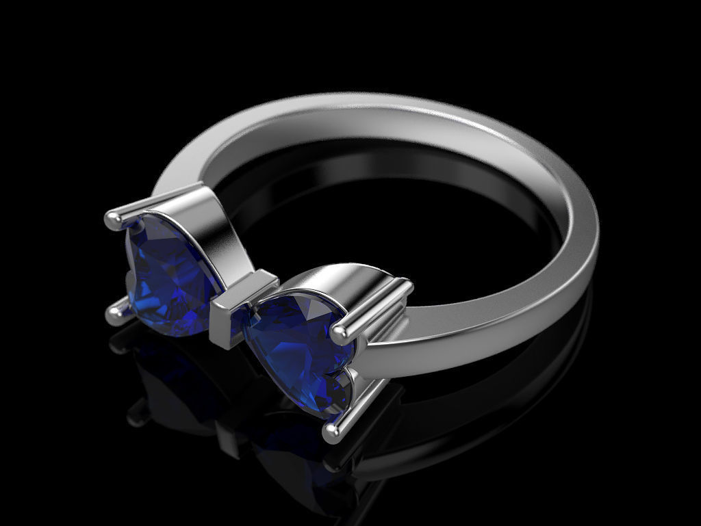 Heart Bowknot Ring 3D print model_5