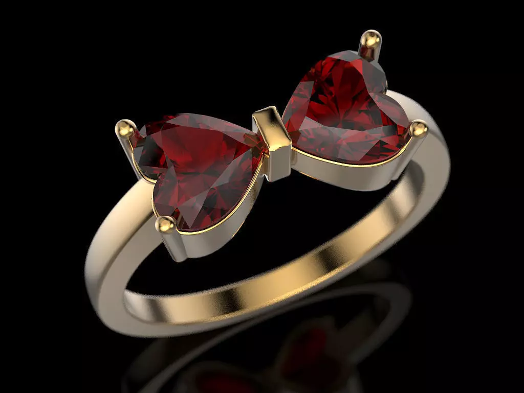 Heart Bowknot Ring 3D print model_0