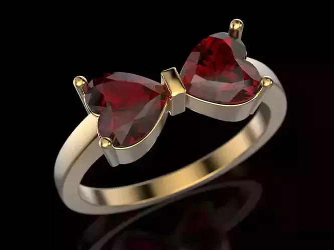 Heart Bowknot Ring 3D print model