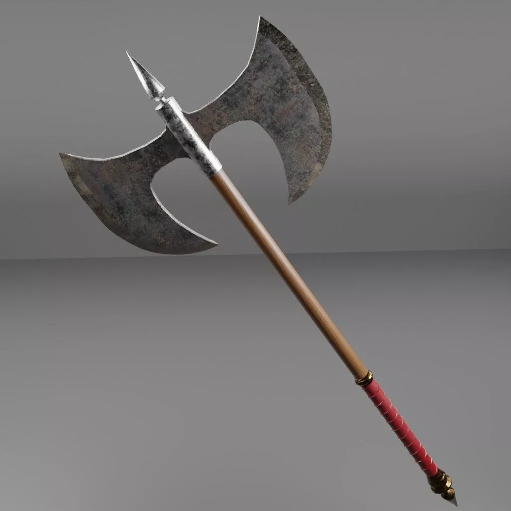 Medieval Two-Handed Battle Axe - Game-Ready Low-poly 3D model