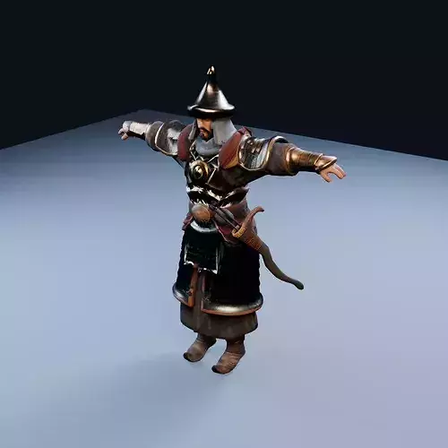 Mongol horse archer Elite Low Poly PBR Game Asset