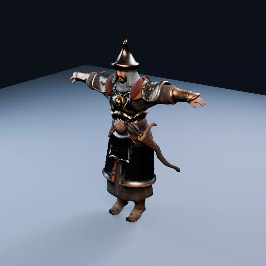 Mongol horse archer Elite Low Poly PBR Game Asset Low-poly 3D model