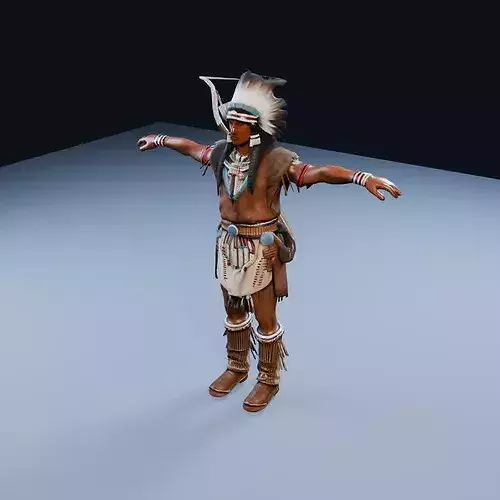 Native American bowman Scout Low Poly PBR Game Asset