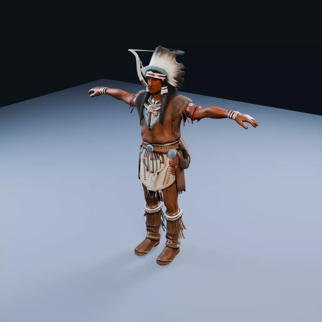 Native American bowman Scout Low Poly PBR Game Asset Low-poly 3D model