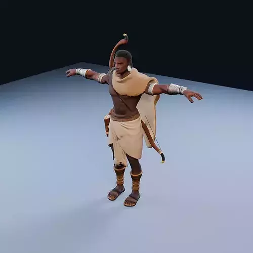 Nubian archer Scout Low Poly PBR Game Asset
