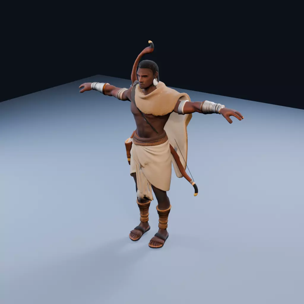 Nubian archer Scout Low Poly PBR Game Asset Low-poly 3D model