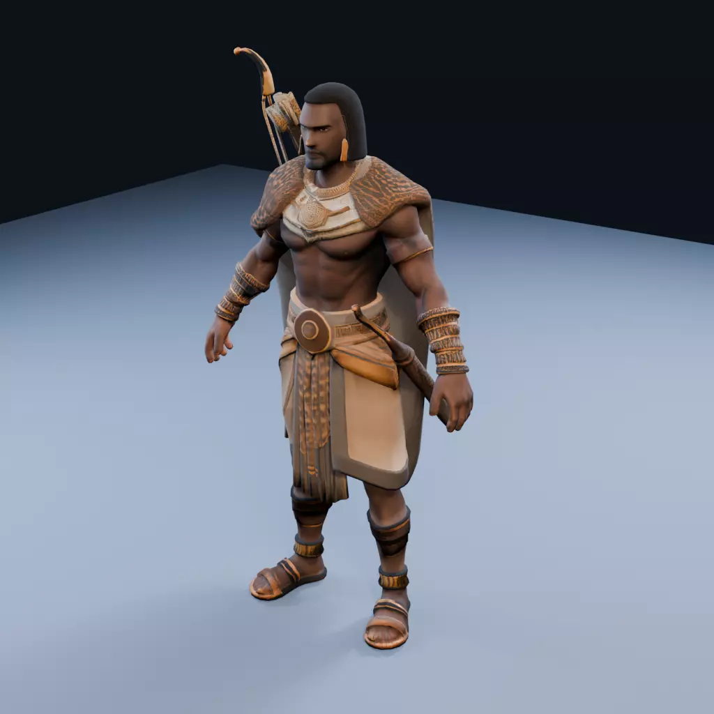 Nubian archer Elite Low Poly PBR Game Asset Low-poly 3D model