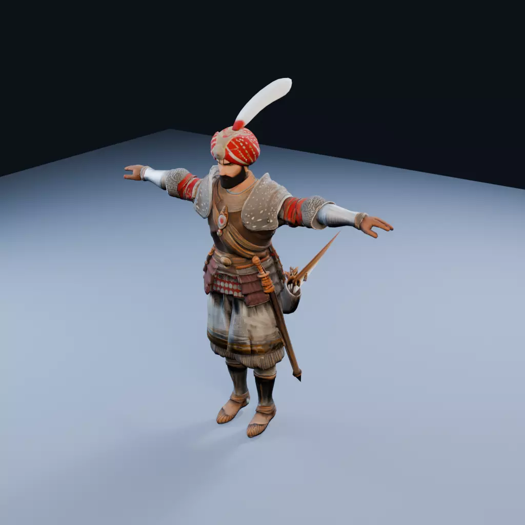 Indian Rajput dhanurdhari Ceremonial Low Poly PBR Game Asset Low-poly 3D model