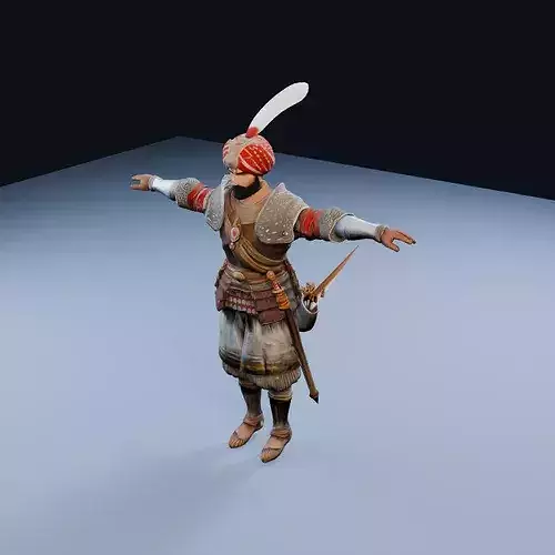 Indian Rajput dhanurdhari Ceremonial Low Poly PBR Game Asset