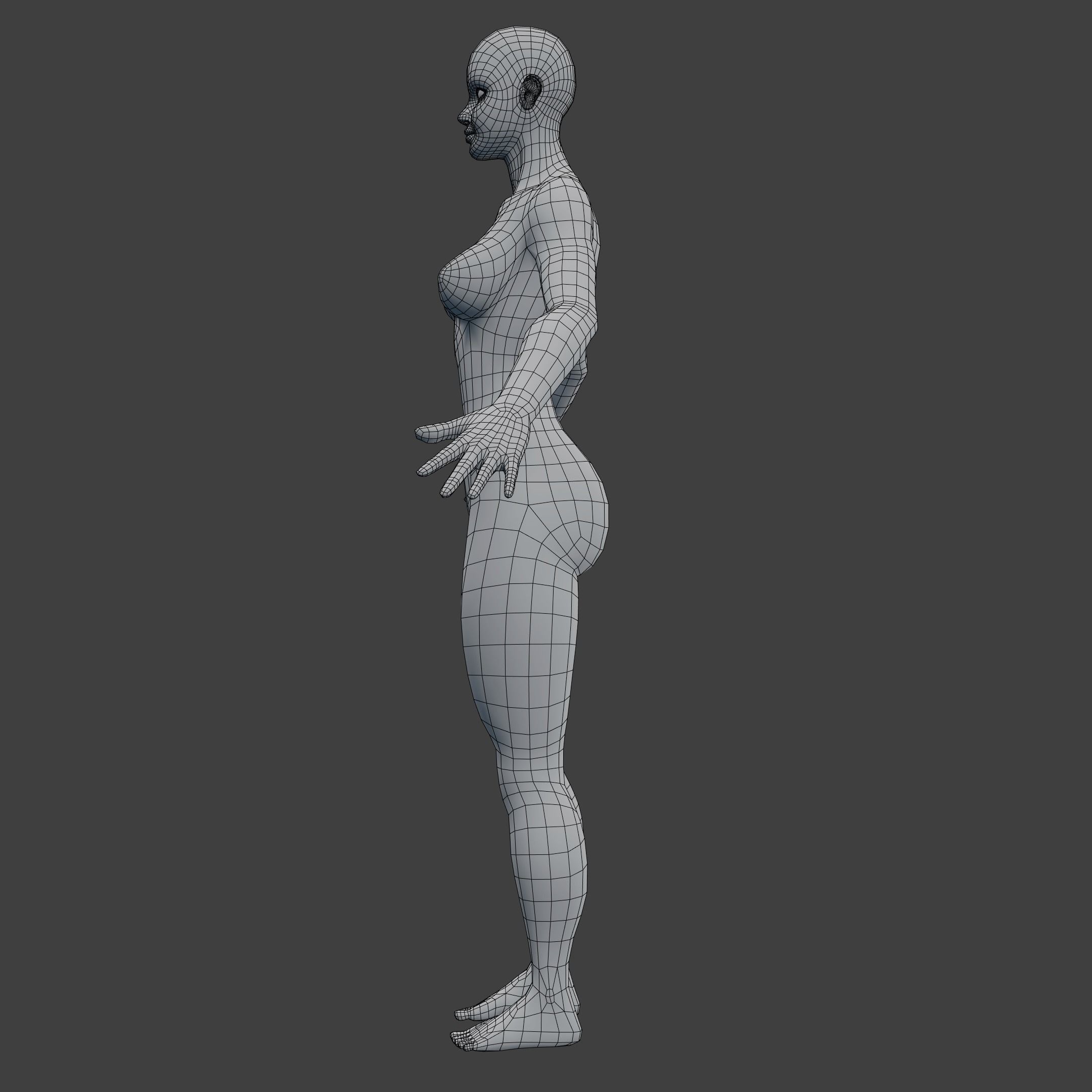 Woman Character Base Mesh Rigged Low-poly 3D model_1