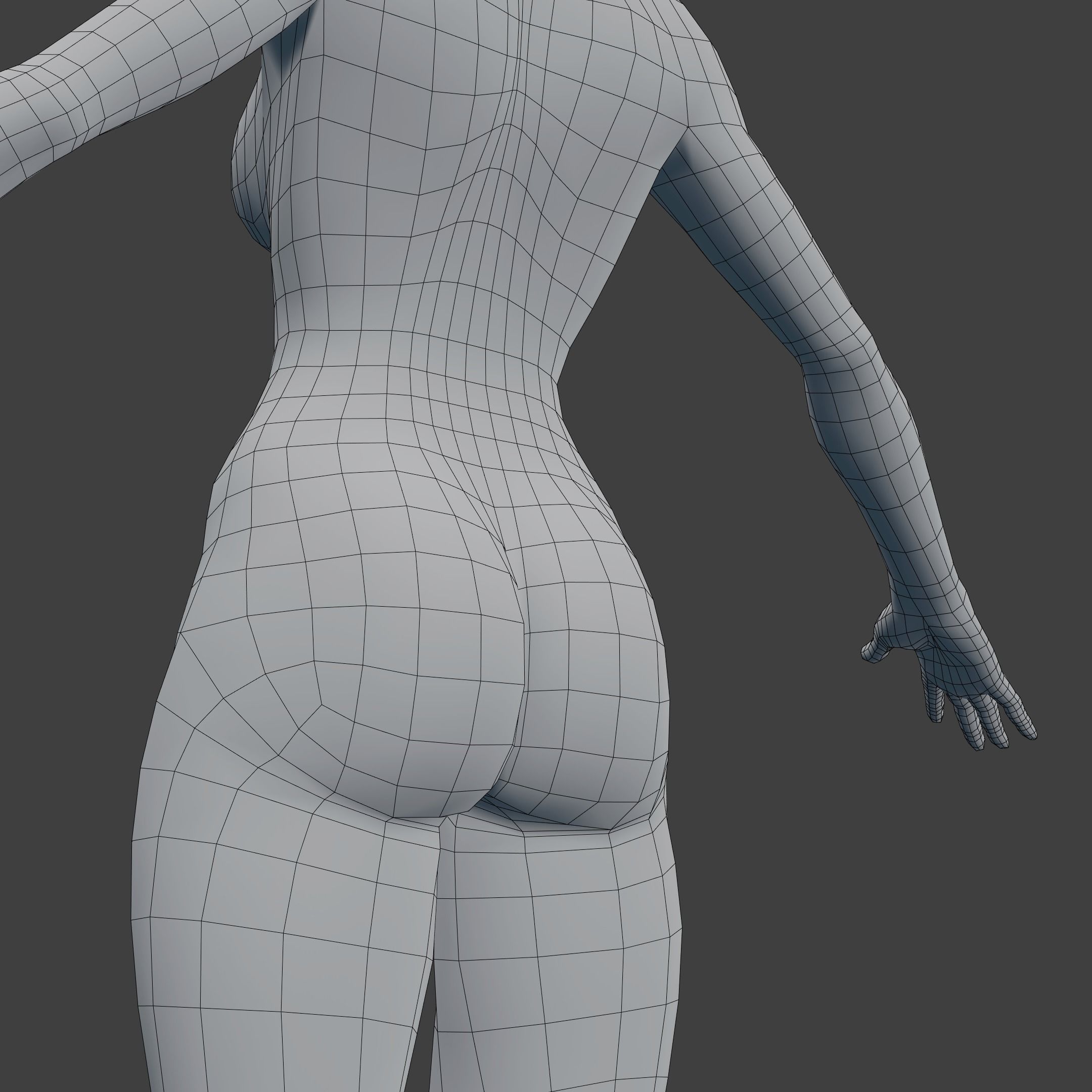 Woman Character Base Mesh Rigged Low-poly 3D model_4