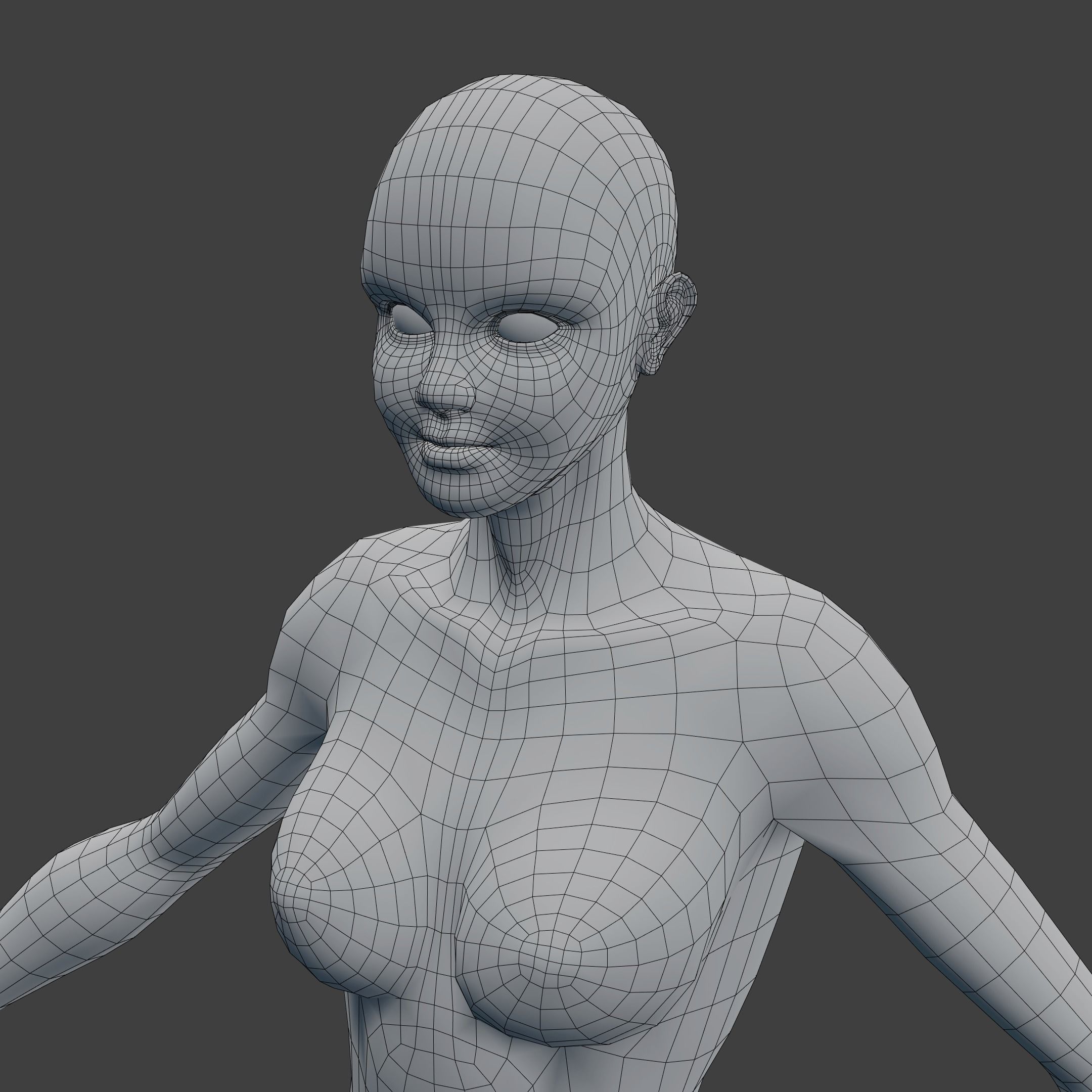 Woman Character Base Mesh Rigged Low-poly 3D model_3