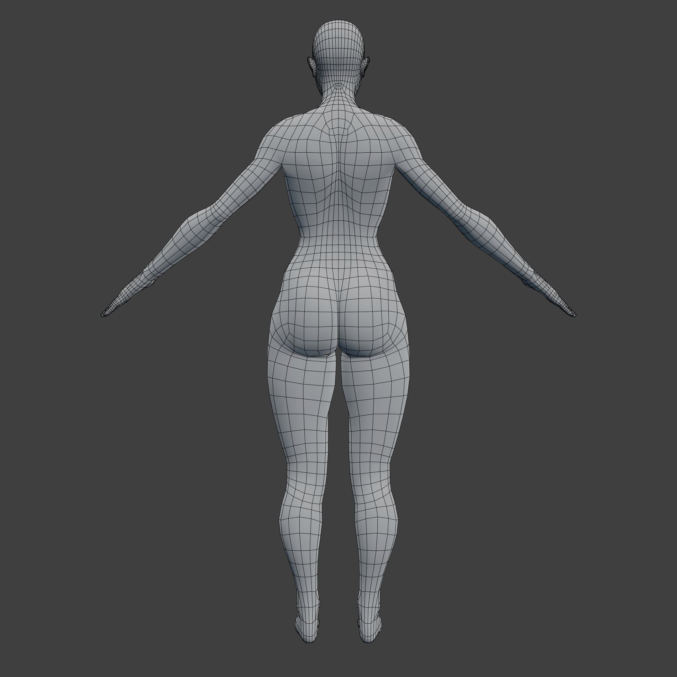 Woman Character Base Mesh Rigged Low-poly 3D model_2