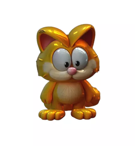 Cute Orange Cartoon Cat Figure 3D print model