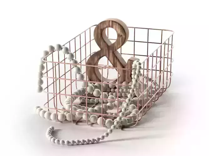 Wire Tray with Wooden Ampersand and Necklace