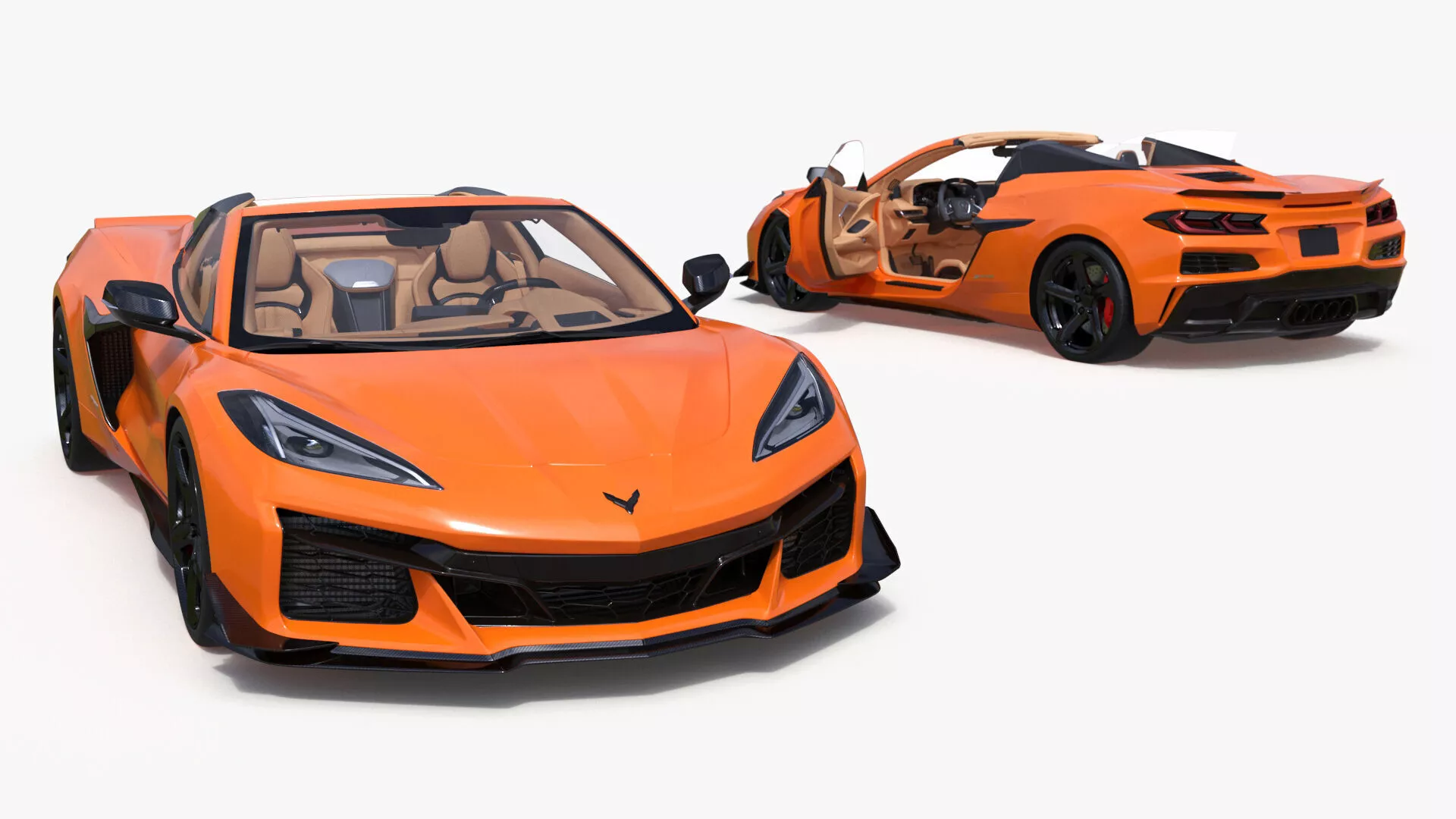 Cabriolet 2023 Chevrolet Corvette Z06 Open Orange Rigged 3D model