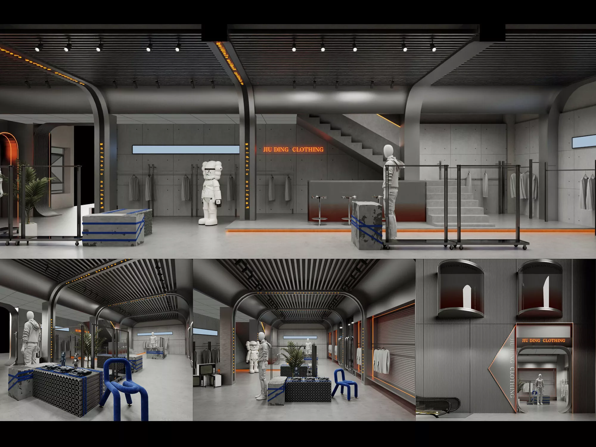 Industrial Style Clothing Store Interior 3D Model 3D model