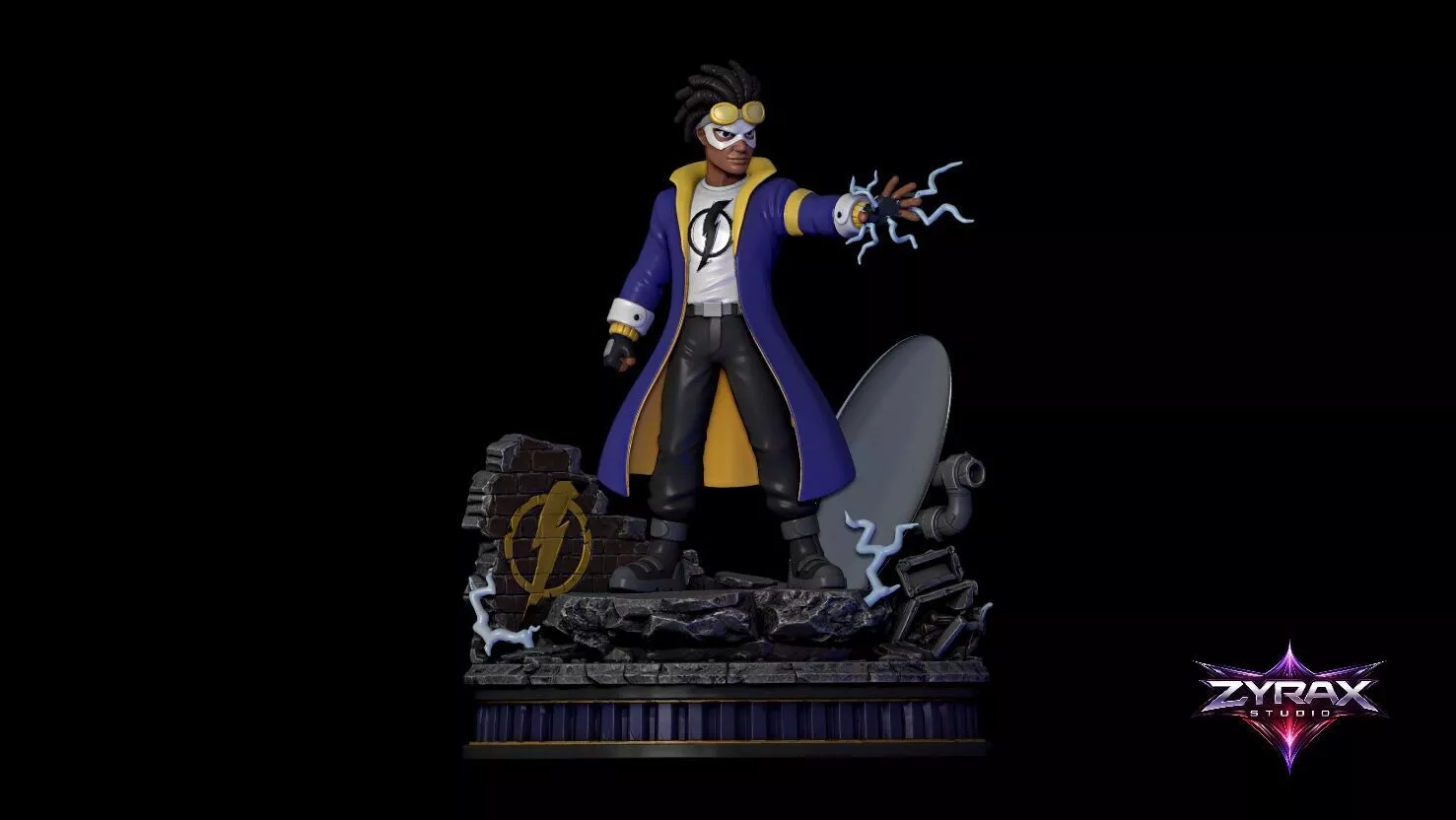 Static Shock STL Full Superhero Figure 3D Print Model 3D print model